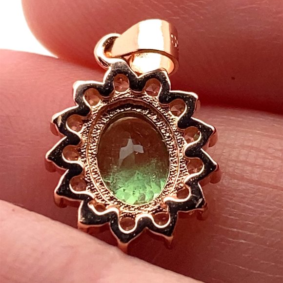 Tsavorite Garnet 1.22ct Rose Gold Finish Solid 925 Sterling Silver Pendant - Picture 4 of 8